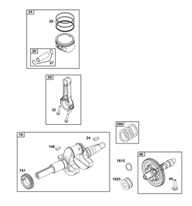 Crankshaft Group Diagram and Parts List for 386442-0467-G1  Briggs and Stratton Engine